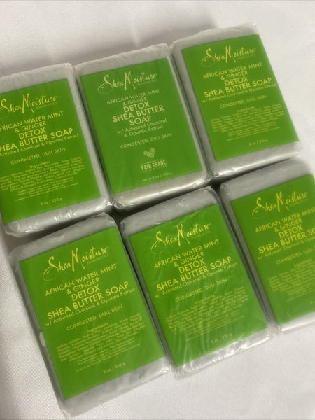 (6) Shea Moisture African Water Mint & Ginger Detox Shea Butter Soap 8oz