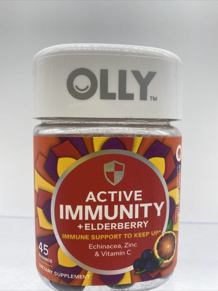 Olly Active Immunity + Elderberry Support Blood Orange Vitamin C Zinc 45ct 11/21
