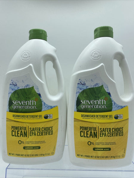 (2) Seventh Generation Natural Dishwasher Detergent Gel 42 oz Bottle Lemon Scent