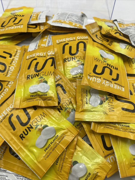 (46) RUN GUM Fruit Energy Gum 50mg Caffeine 2 Per Pack 92 Piece Ttl 06-21
