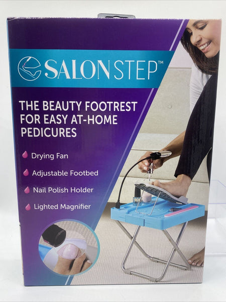 Beauty Footrest Easy At-Home Pedicure Adjustable Foot Rest Kit Light Fan Magnify