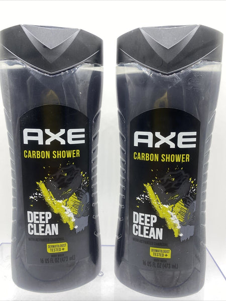 (2) AXE Carbon Shower Body Wash - Deep Clean CHARCOAL & WATERMINT Men 16oz Ea