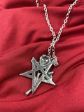 Alchemy Gothic P715  Ruah Vered Pendant Necklace Star Rose Pentagram IN HAND