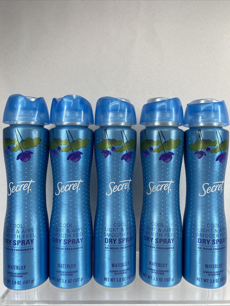 (5) Secret Waterlily Dry Spray Anti-perspirant Deodorant￼ Invisible spray 3.8oz