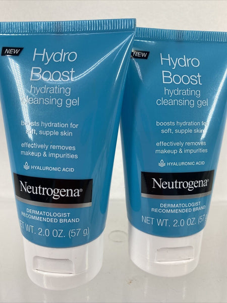 (2)  NEUTROGENA HYDRO BOOST HYDRATING CLEANSING GEL Removed Makeup Impurity 2 oz