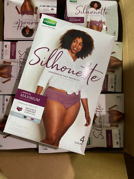 (8) L/XL Depends Silhouette Incontinence Underwear Women Maximum 4 Colors 32ttl
