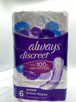 Always Discreet Incontinence Pads Women 6 EXTRA HEAVY Bladder Leaks 33 Ct
