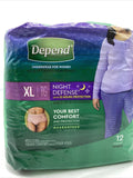Depend XL Night Defense Incontinence Overnight Underwear for Women 12 Ct