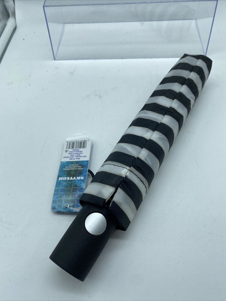 Black White Stripe SkyTech FOLDING UMBRELLA RT-852 RAINTECH Automatic Mini