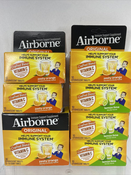 (90) Airborne Vitamin C 1000mg Immune Support Orange & Lemon Lime 10Ctx 9 12/21