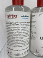 (3) Thayers Alcohol-free Facial Toner UNSCENTED Witch Hazel Aloe Vera 12oz