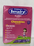 Benadryl Allergy Children's Chewable Tablets Sneezing￼ Itch Grape 20 Ct 6/23