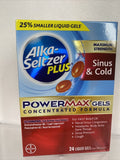 Alka Seltzer Plus Power max Sinus & Cold Maximum Liquid Gels 2/22 COMBINE SHIP!