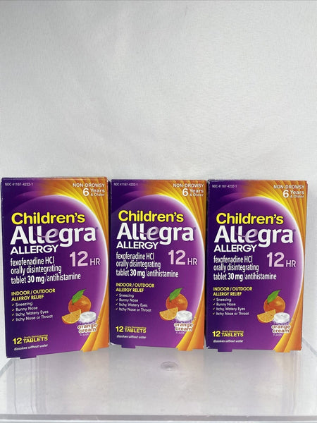 (3) Children's Allegra Allergy Disintegrating Tablets Antihistamine Orange 12ct