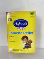 NEW Hyland's 4 Kids, Earache Relief, Ages 2-12  Quick-Dissolving Tablets 40ct