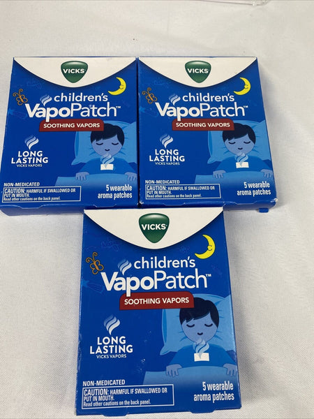 (3) Vicks VapoPatch Long Lasting Soothing Menyhol Vapors for Children Ages 6+