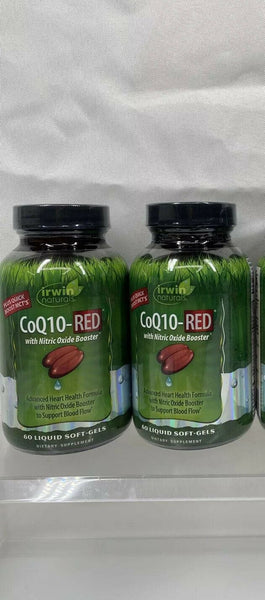 (2) Irwin Naturals CoQ10 RED Nitric Oxide Booster heart health 60 SoftGels 4/22