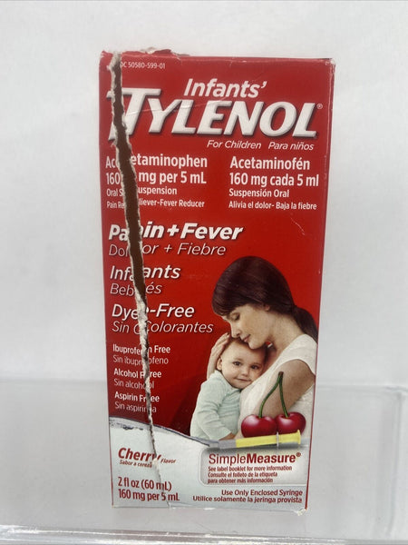 Infants Tylenol Pain + Fever Oral Suspension Cherry 7/22 Sealed