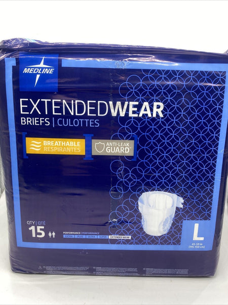 Medline Extended Wear Overnight Adult Briefs abs Adult Diapers L  45-59” Qty 15
