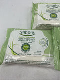 (3) Simple Eye Make-Up Remover Pads Sensitive Face Experts Pads 30 Each