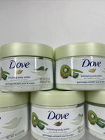 (5) Dove Body Scrub Exfoliating Polish Crushed Kiwi Seeds & Cool Aloe ￼10.5oz