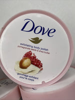 (5) Dove Exfoliating Body Polish Pomegranate Seeds & Shea Butter 10.5 Oz.