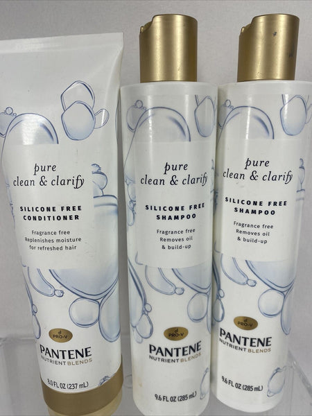 (3) Pantene Pure clean & clarify￼ Silicone￼ Free Shampoo 9.6oz Conditioner 8oz