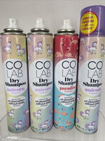 (4) NEW Colab Dry Shampoo Spray UNICORN & PARADISE Fragrance 6.7oz each