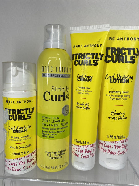 (4) Marc Anthony Strictly Curls Amplifier leave In Foam Envy Defining Lotion Set