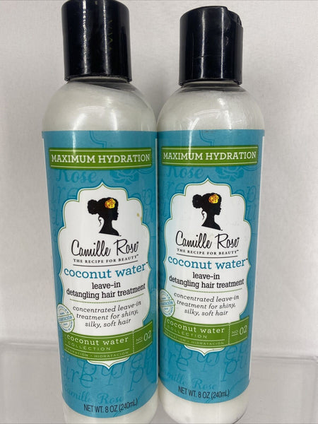 (2) Camille Rose Naturals Coconut Water Leave-In Detangling Hair Treatment 8 Oz