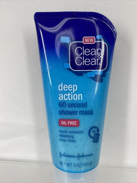 Clean & Clear Deep Action 60 Second Shower Mask Oil Free Steam Activated 5oz
