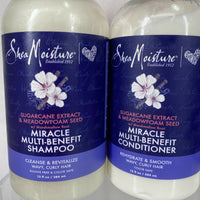 (4) SHEA MOISTURE Miracle Multi Benefit Sugarcane Shampoo Conditioner 13oz￼