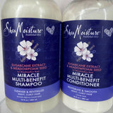 (4) SHEA MOISTURE Miracle Multi Benefit Sugarcane Shampoo Conditioner 13oz￼