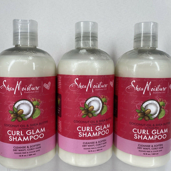 (3) SHEA MOISTURE Miracle Curl Glam Shampoo Coconut Soften Wavy Hair ￼13oz