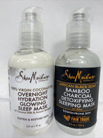(9) Shea Moisture Gift Set Charcoal Cleanser Coconut Lotion Sleep Mask ￼wipes