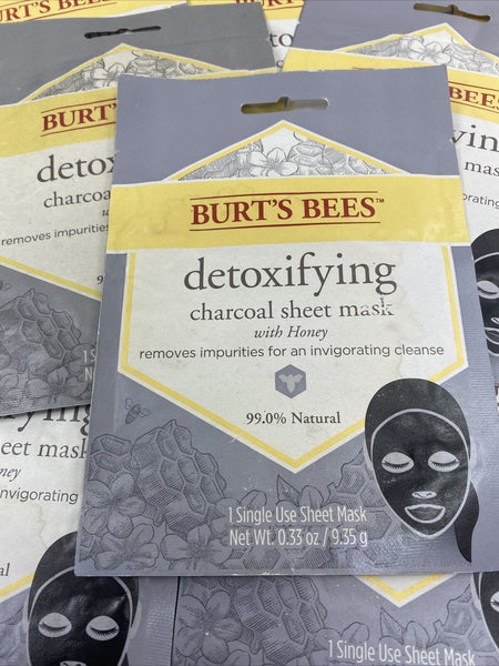 (6) Burts Bees Detoxifying Charcoal Sheet Mask with Honey - Single Use 0.33oz