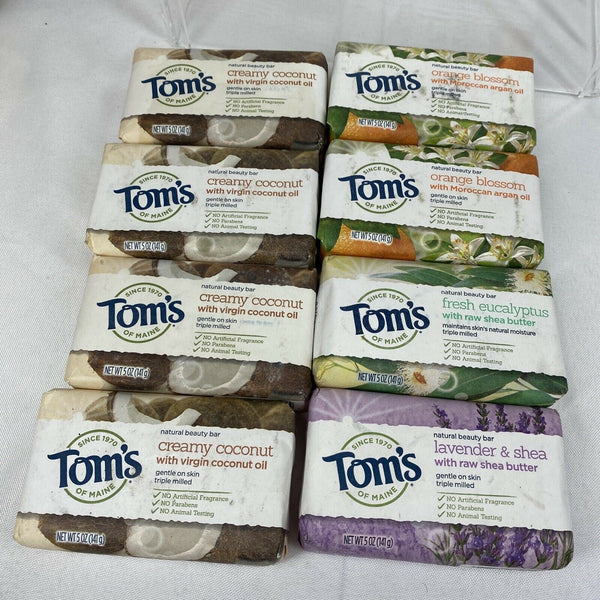 (8) Tom’s Of Maine Creamy Coconut Oil Orange Blossom Lavender Shea Bar Soap 5oz