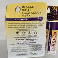 (2) Burt's Bees Rescue Balm Lip Balm Antioxidant-Rich Elderberry Repair Dry 2pk