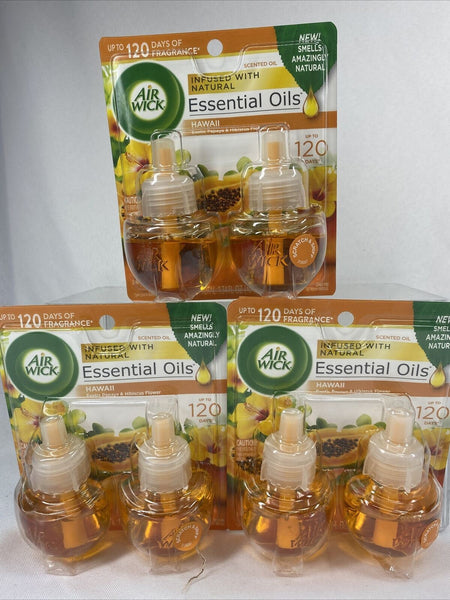 (3) Air Wick 1.34 Oz Hawaii Natural Essential Oils Infused 2 Count Refills