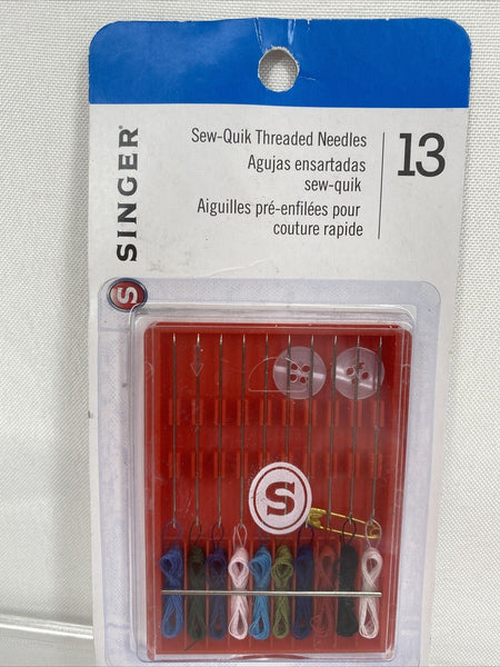 Singer Sew Quik 13 piece Pre Threaded Hand Needle Kit Fly Friendly Multi Color