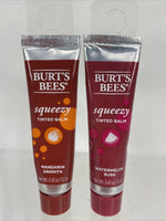 (2) Burt's Bees Squeezy Tinted Lip Balm Hydrating/Moisturiz watermelon ￼Mandarin