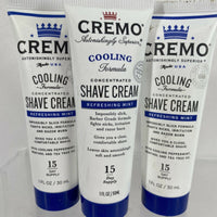 (3) Cremo Concentrated Shave Creme Refreshing Mint Men 1oz Travel Gift Set