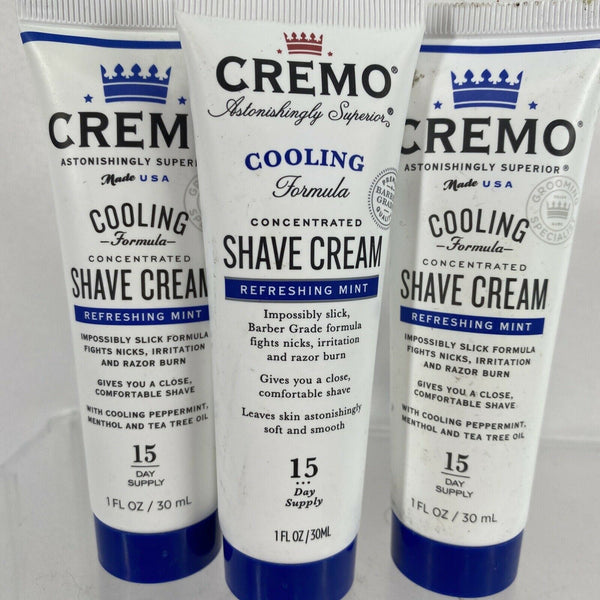 (3) Cremo Concentrated Shave Creme Refreshing Mint Men 1oz Travel Gift Set