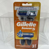 Gillette Sensor5 Men Disposable Razor 5 Blade Smooth Shave Lubricated Strip 2ct