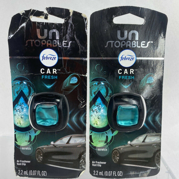 (2) Febreze Car Vent Clip Air Freshener, Unstopables Fresh 0.07fl oz