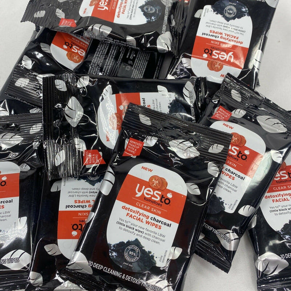 (14) Yes to Tomatoes Detoxifying Charcoal Black Facial 10-30Wipes (160 Count)