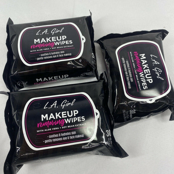 (3) LA Girl - Makeup Remover 30 Wipes With Aloe Vera & Soy Bean 90 Count