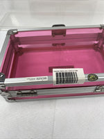 Vaultz Hard Carrying Case MakeUp Case Train Silver Pink Art Supply 8.5x5x2.5”