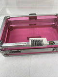 Vaultz Hard Carrying Case MakeUp Case Train Silver Pink Art Supply 8.5x5x2.5”