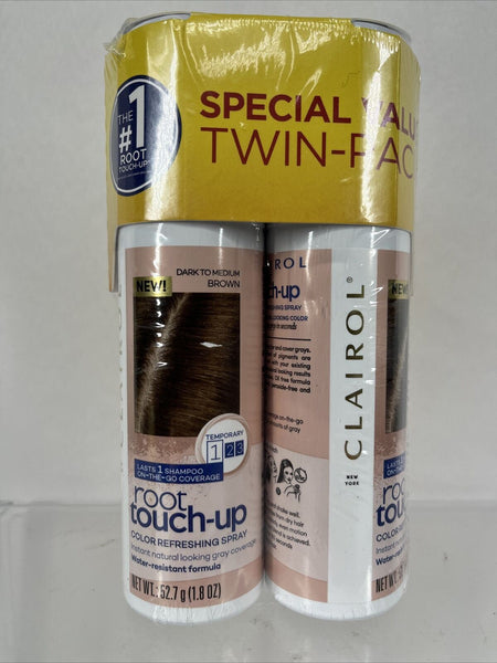 (2) Clairol Dark Medium BROWN Root Touch-Up Hair Color Refresh Spray Twin Pack